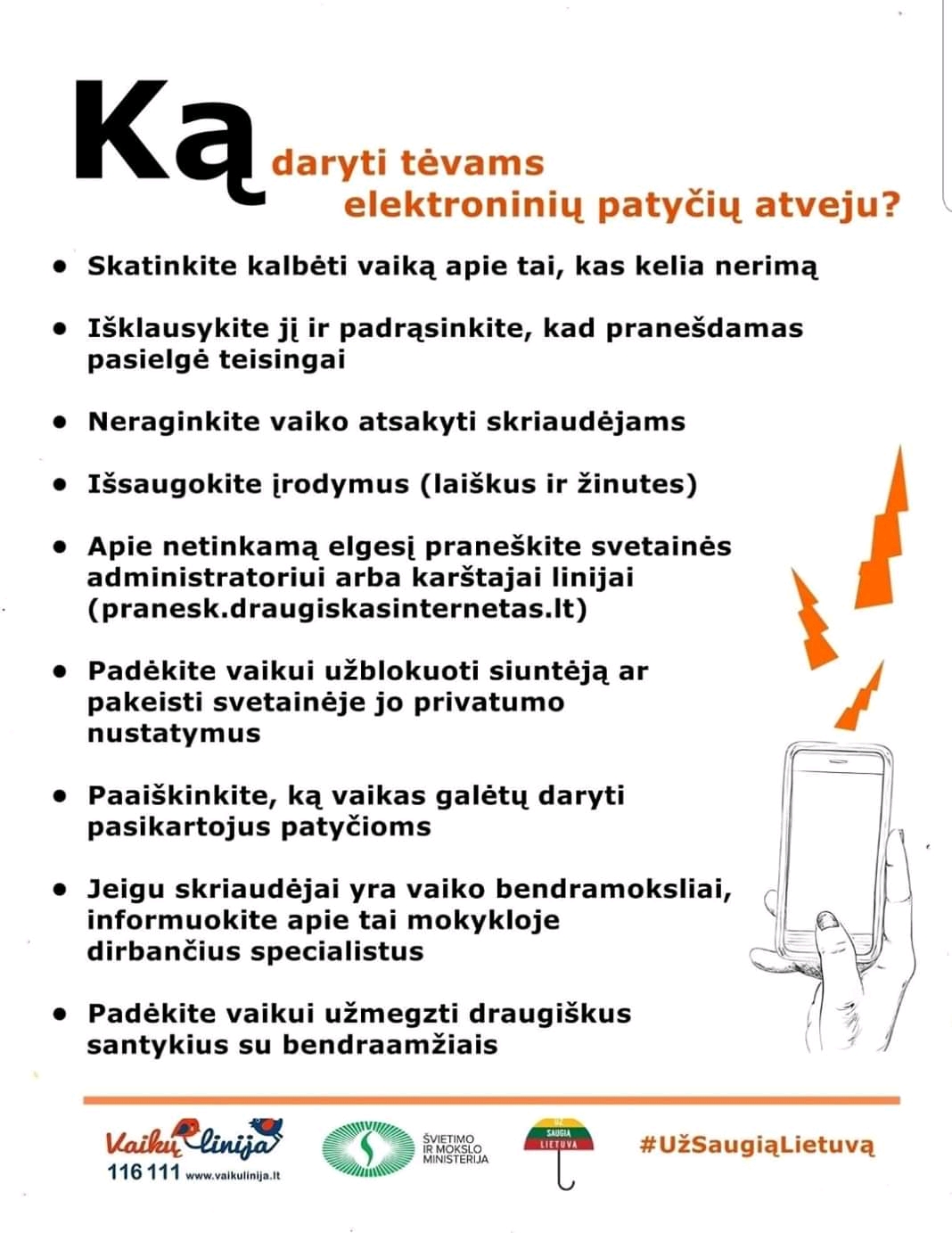 Ką daryti tėvams elektroninių patyčių atveju?